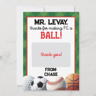 Carte De Remerciements Porte-carte-cadeau pour professeur d'EPS Sports