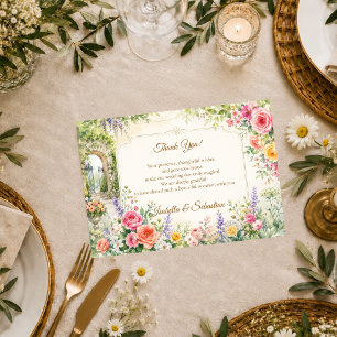 Carte De Remerciements Porte de Jardin Enchanté Romance Mariage