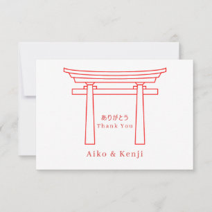 Carte De Remerciements Porte Torii Mariage Bilingue Japonais Anglais