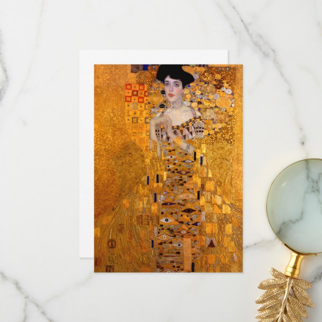 Carte De Remerciements Portrait d'Adele Bloch-Bauer I par Klimt (Devant/Arrière en situation)