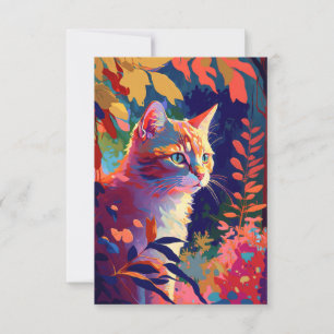 Carte De Remerciements Portrait de chat animal Peinture Faune Extérieur A