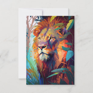 Carte De Remerciements Portrait de lion animal peinture faune extérieur