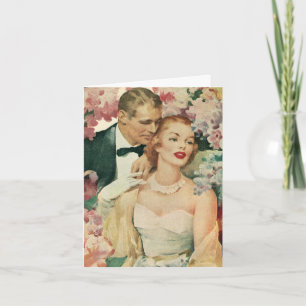 Carte De Remerciements Portrait de mariage vintage, mariée et marié rétro