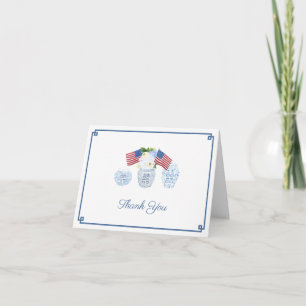 Carte De Remerciements Pot à gingembre élégant rouge blanc bleu tout amér