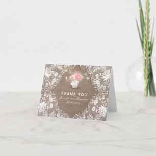 Carte De Remerciements Pot de fleurs de pivoine en jarre de maçon remerci