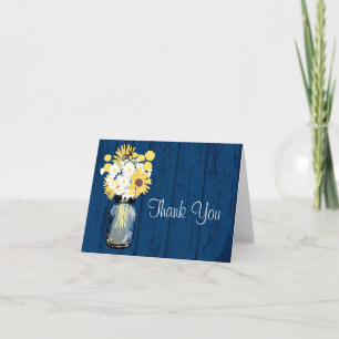 Carte De Remerciements Pot de fleurs en bois rustique avec fleurs sauvage