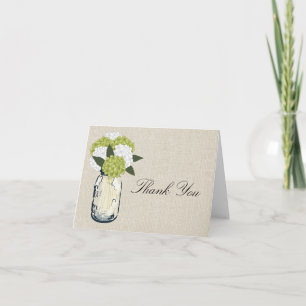 Carte De Remerciements Pot de fleurs en jute et hydrangeas