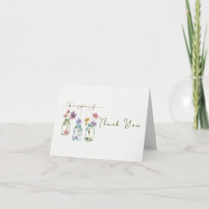 Carte De Remerciements Pot de fleurs sauvages de jardin vintage en verre
