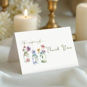 Carte De Remerciements Pot de fleurs sauvages de jardin vintage en verre