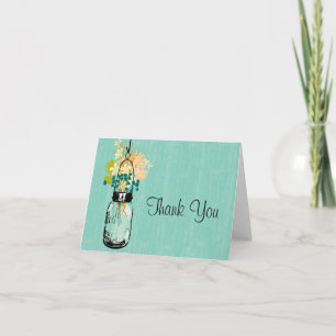 Carte De Remerciements Pot de fleurs sauvages en bois rustique