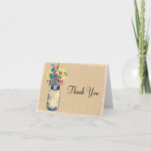 Carte De Remerciements Pot Mason et Fleurs de Remerciement
