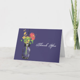Carte De Remerciements Pot Mason & Fleurs Sauvages