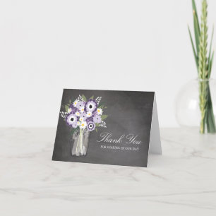 Carte De Remerciements Pot Mason rempli de Fleurs de Mai