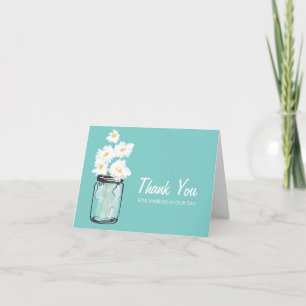 Carte De Remerciements Pot Mason rempli de marguerites blanches
