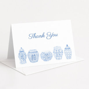 Carte De Remerciements Pots à gingembre classiques bleus et blancs Southe