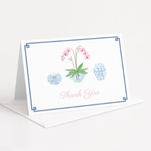 Carte De Remerciements Pots de gingembre à orchidées roses élégants pour 