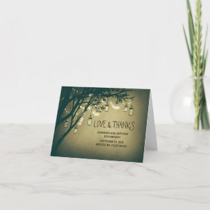 Carte De Remerciements pots de maçon rustiques et lumières scintillantes 