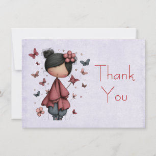 Carte De Remerciements Poupée de fée fantaisiste Rétro Mignonne