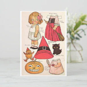 Carte De Remerciements Poupées en papier 🎃 sorcière d'Halloween