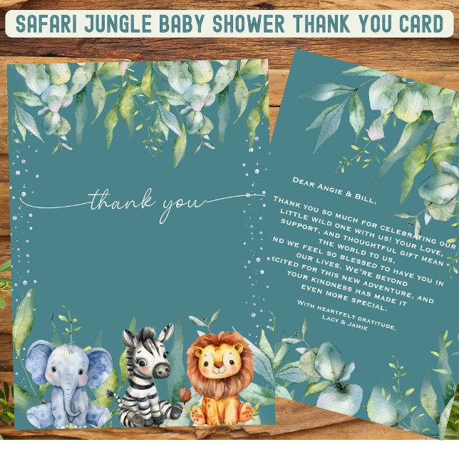 Carte de Remerciements pour Baby Shower Safari Ani (Créateur téléchargé)