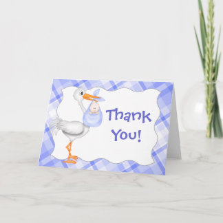 Carte de remerciements pour bébé et cigogne