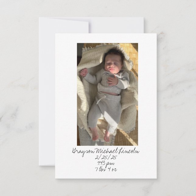 CARTE DE REMERCIEMENTS POUR CADEAU BÉBÉ (Devant)