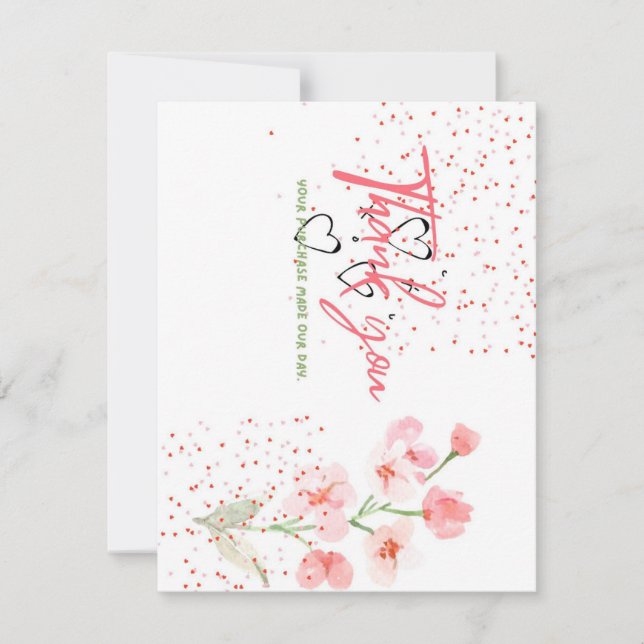 CARTE DE REMERCIEMENTS POUR CLIENTS, POUR PETITES  (Devant)