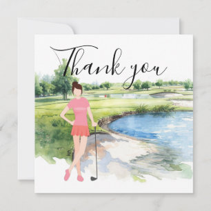 Carte de remerciements pour golfeur avec Lady femm