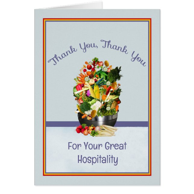 Carte de remerciements pour la grande hospitalité (Devant)
