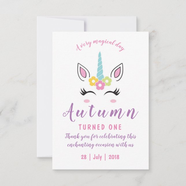 Carte de remerciements pour l'anniversaire magique (Devant)