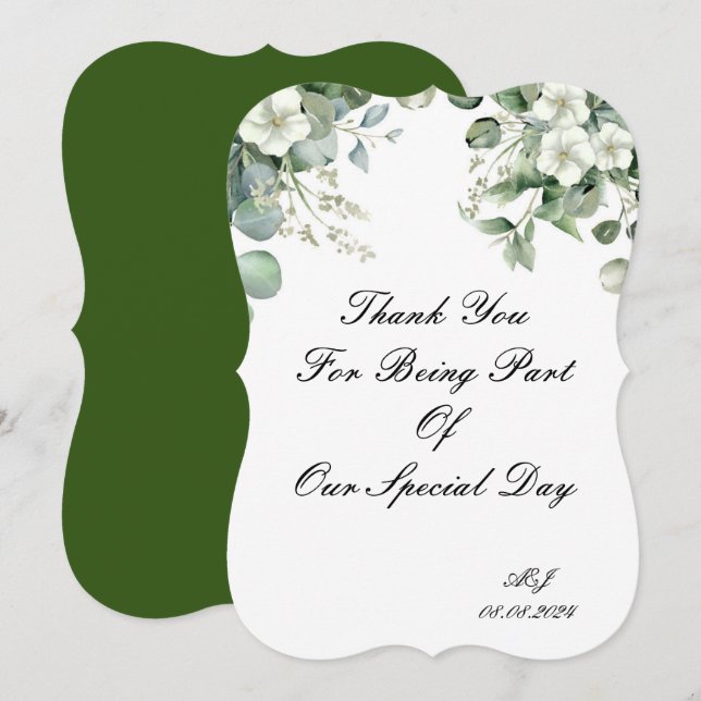 CARTE DE REMERCIEMENTS POUR MARIAGE (Devant / Derrière)