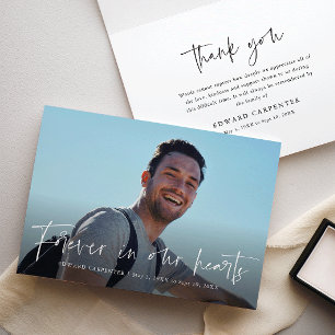 Carte De Remerciements Pour toujours dans nos coeurs Funeral Memorial