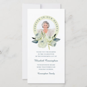 Carte De Remerciements Pour toujours dans nos coeurs Photo Floral Memoria