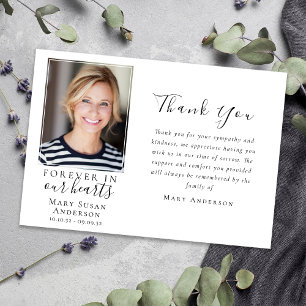 Carte De Remerciements Pour toujours dans nos coeurs Photo Funérailles