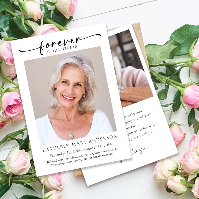 Carte De Remerciements Pour toujours dans nos coeurs Photo Funérailles (Créateur téléchargé)