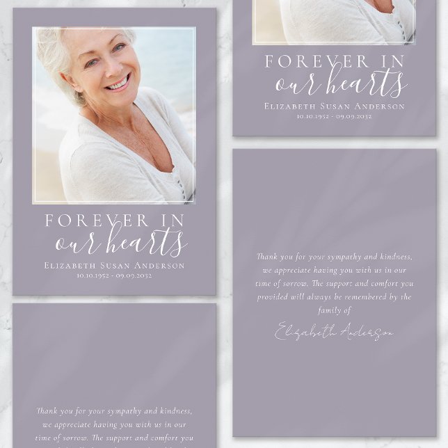 Carte De Remerciements Pour toujours dans nos coeurs Photo Funérailles (Créateur téléchargé)