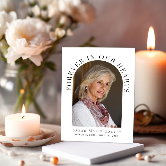 Carte De Remerciements Pour toujours dans nos coeurs Photo Funeral Memori (Créateur téléchargé)
