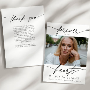 Carte De Remerciements Pour Toujours Dans Nos Coeurs Simple Script Photo