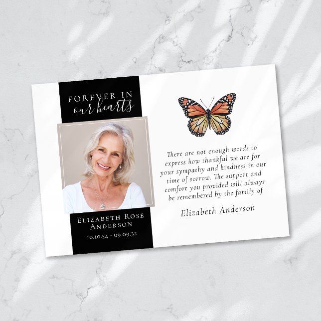 Carte De Remerciements Pour toujours dans notre coeur Sympathie photo pap (Créateur téléchargé)