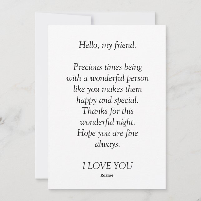 Carte de remerciements pour un ami (Dos)