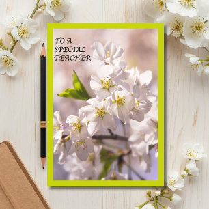 Carte De Remerciements Pour un enseignant spécial Cerisier japonais fleur