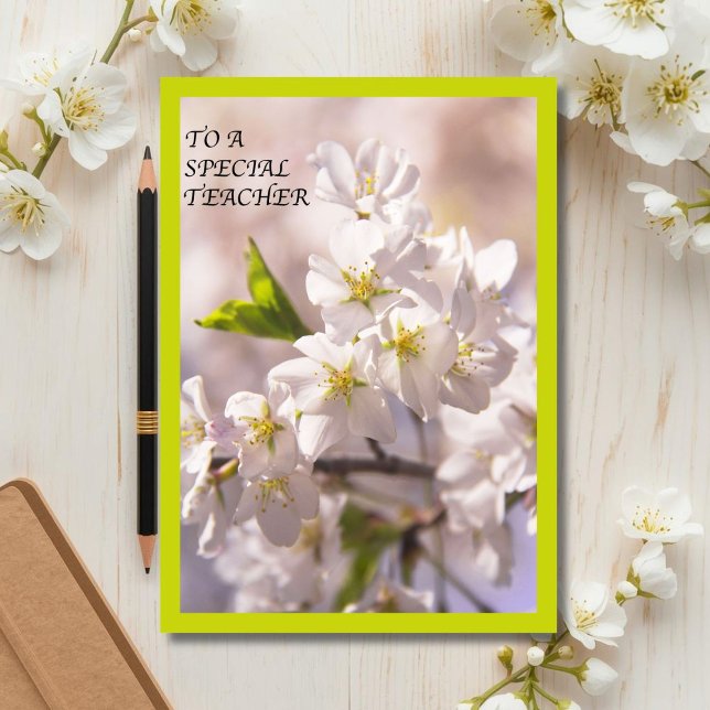 Carte De Remerciements Pour un professeur spécial Cerisier japonais (Créateur téléchargé)
