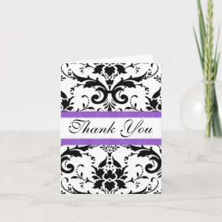 Carte de remerciements pourpre, blanc et noir