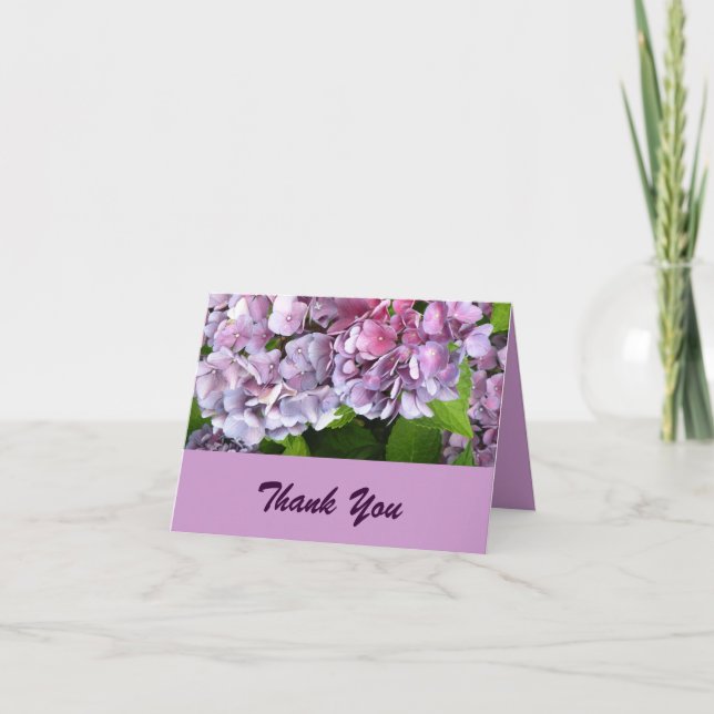 Carte de remerciements pourpre d'hortensia (Devant)