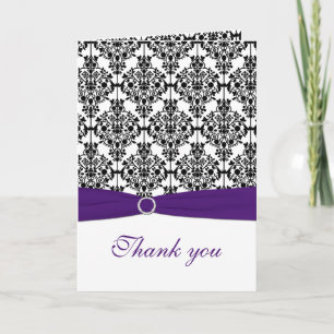 Carte de remerciements pourpre, noir, et blanc de