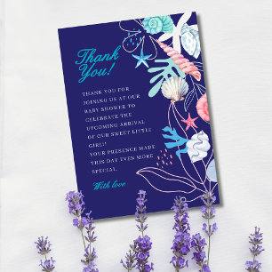 Carte De Remerciements Pourpre un peu perle sous le baby shower marin