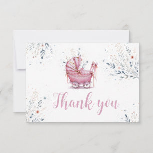 Carte De Remerciements Poussette Rose