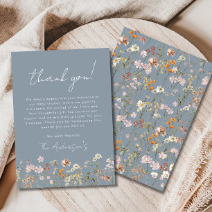 Carte De Remerciements Poussière de Fleur Sauvage Bleu Bébé en Fleur Baby