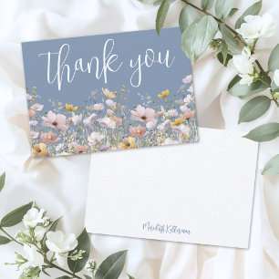 Carte De Remerciements Poussière de Fleur Sauvage Bleue