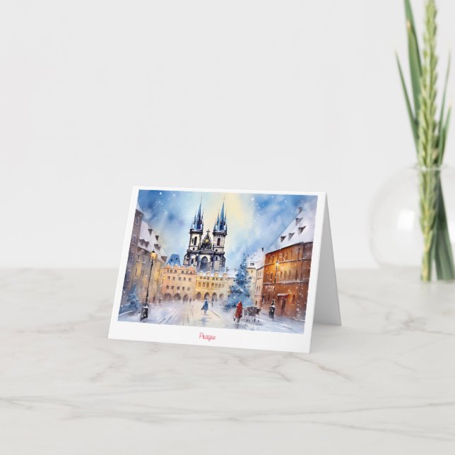 Carte De Remerciements Prague nuit en République Tchèque (Devant)